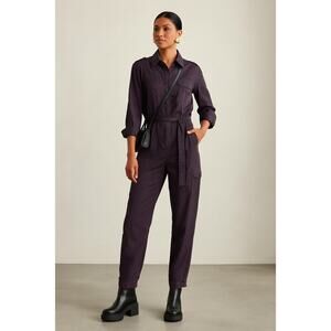 New Burning Torch Belted Jumpsuit Purple Utility Long Sleeve Made in USA XXS